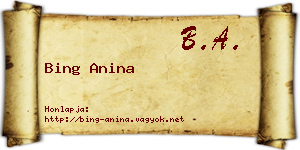 Bing Anina névjegykártya